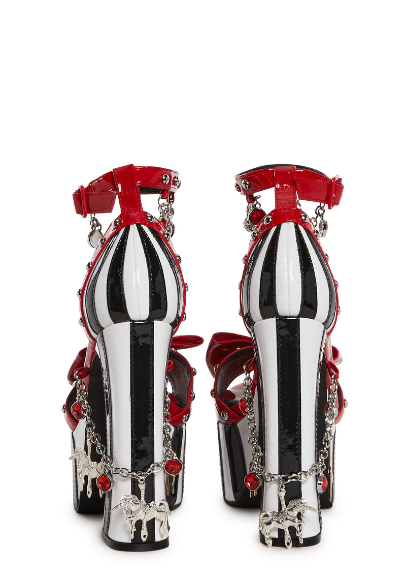 Painted Ponies Platform Heels - Black/Red