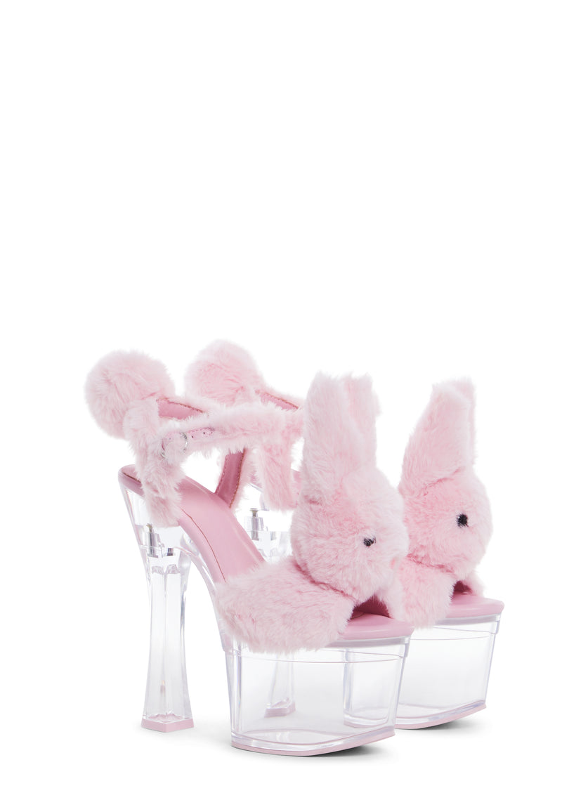 Plush Paws Platform Heels - Pink