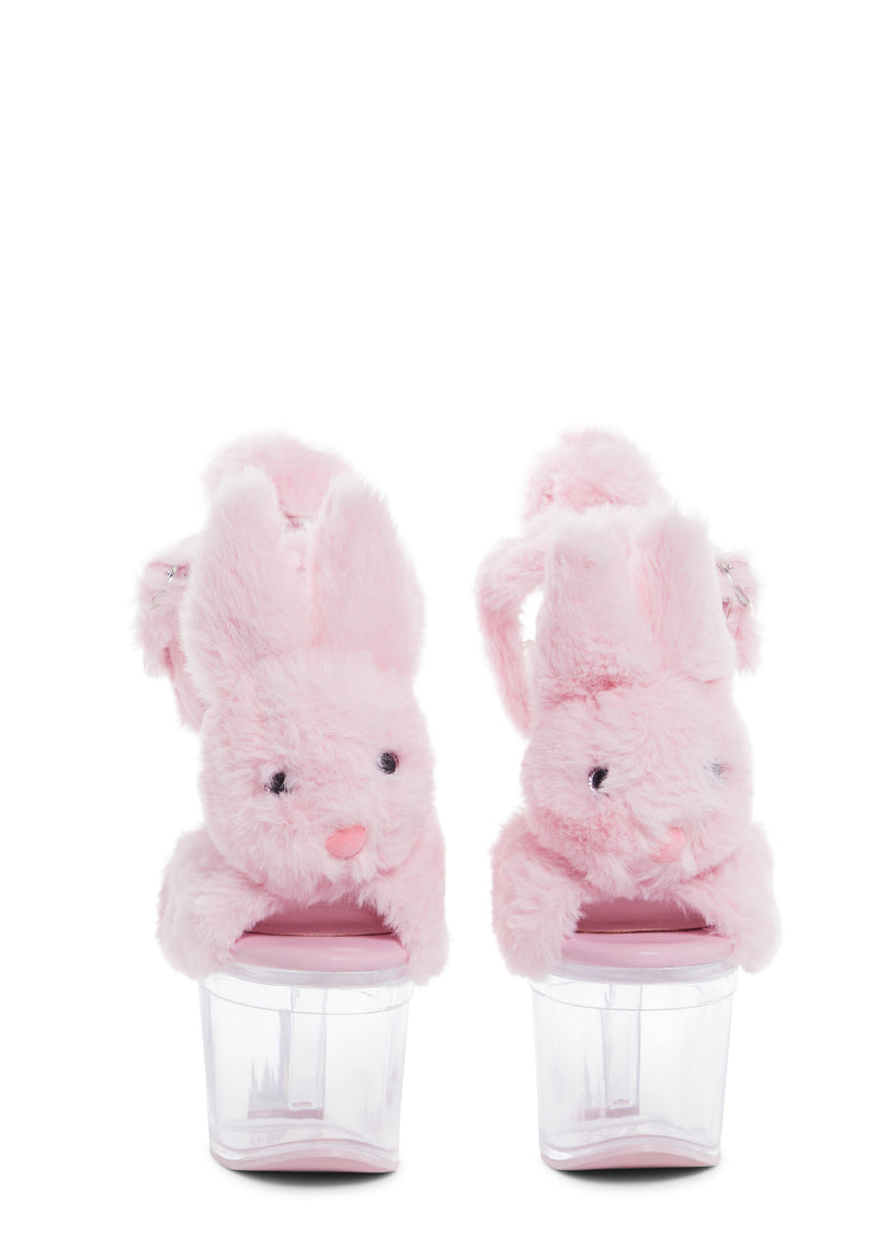 Plush Paws Platform Heels - Pink