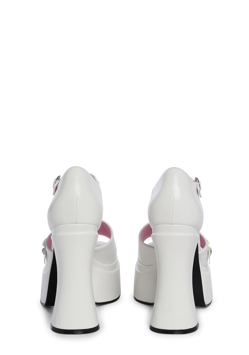 Power Play Peep Toe Heels - White