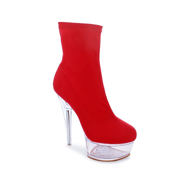 Clear Platform High Heels Booties, Elegant Halloween Trend