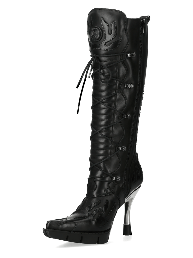 NEW ROCK Gothic Flame High Heel Boots with Buckle Details