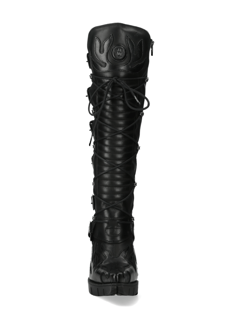 NEW ROCK Gothic Flame High Heel Boots with Buckle Details