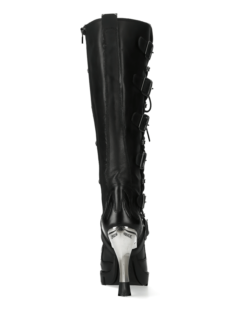 NEW ROCK Gothic Flame High Heel Boots with Buckle Details