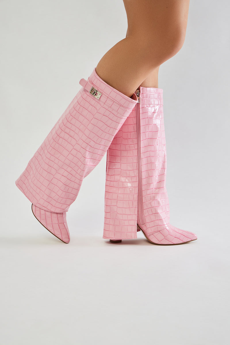 Not The Same Knee High Boots - Pink