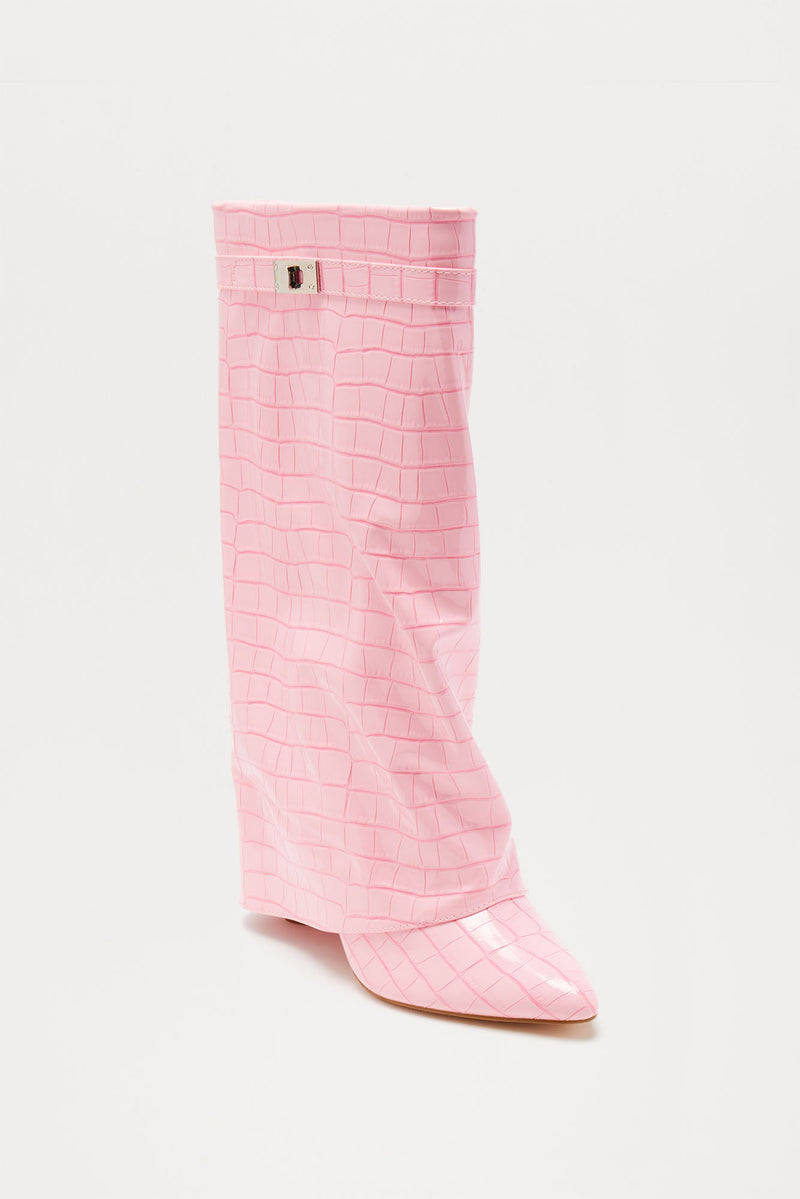 Not The Same Knee High Boots - Pink