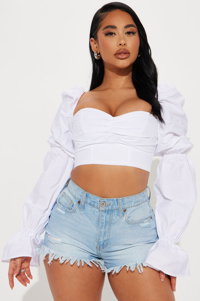 Secret Diary Poplin Corset Top - White
