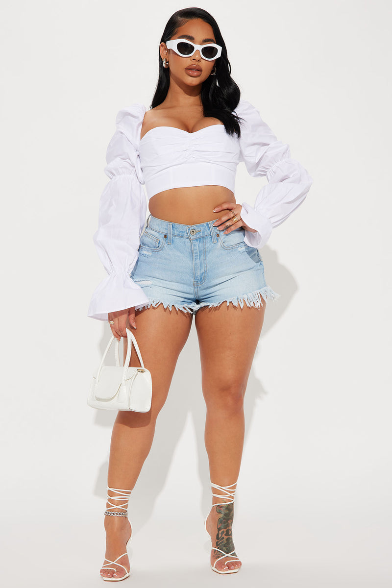 Secret Diary Poplin Corset Top - White