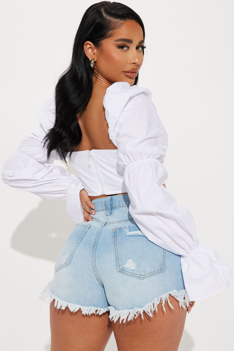 Secret Diary Poplin Corset Top - White