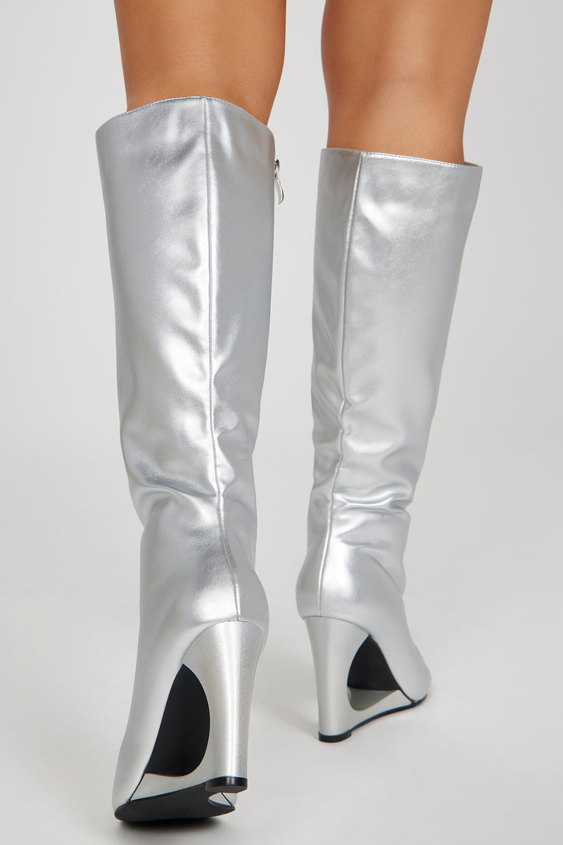 Lost Your Chance Knee High Boots - Silver
