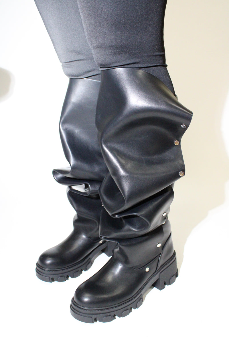 Women Mid Calf Slouchy Boot Fashion Detachable Shoes