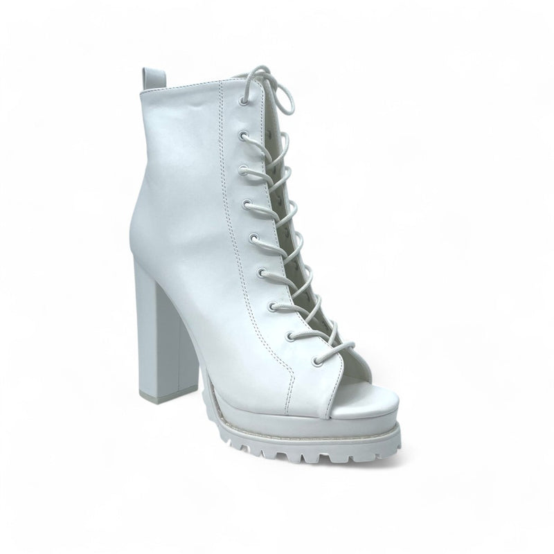 Women' White Open Toe Lace-up Ankle Boot