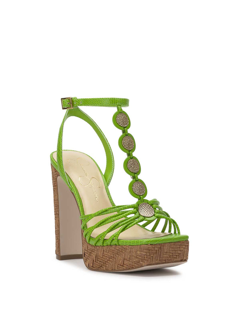 Colero High Heel Sandal in Lizard Green