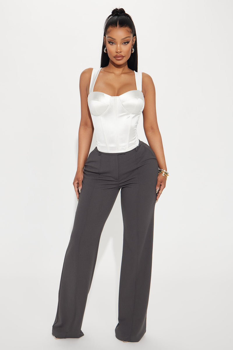 Madly In Love Satin Corset Top - Ivory