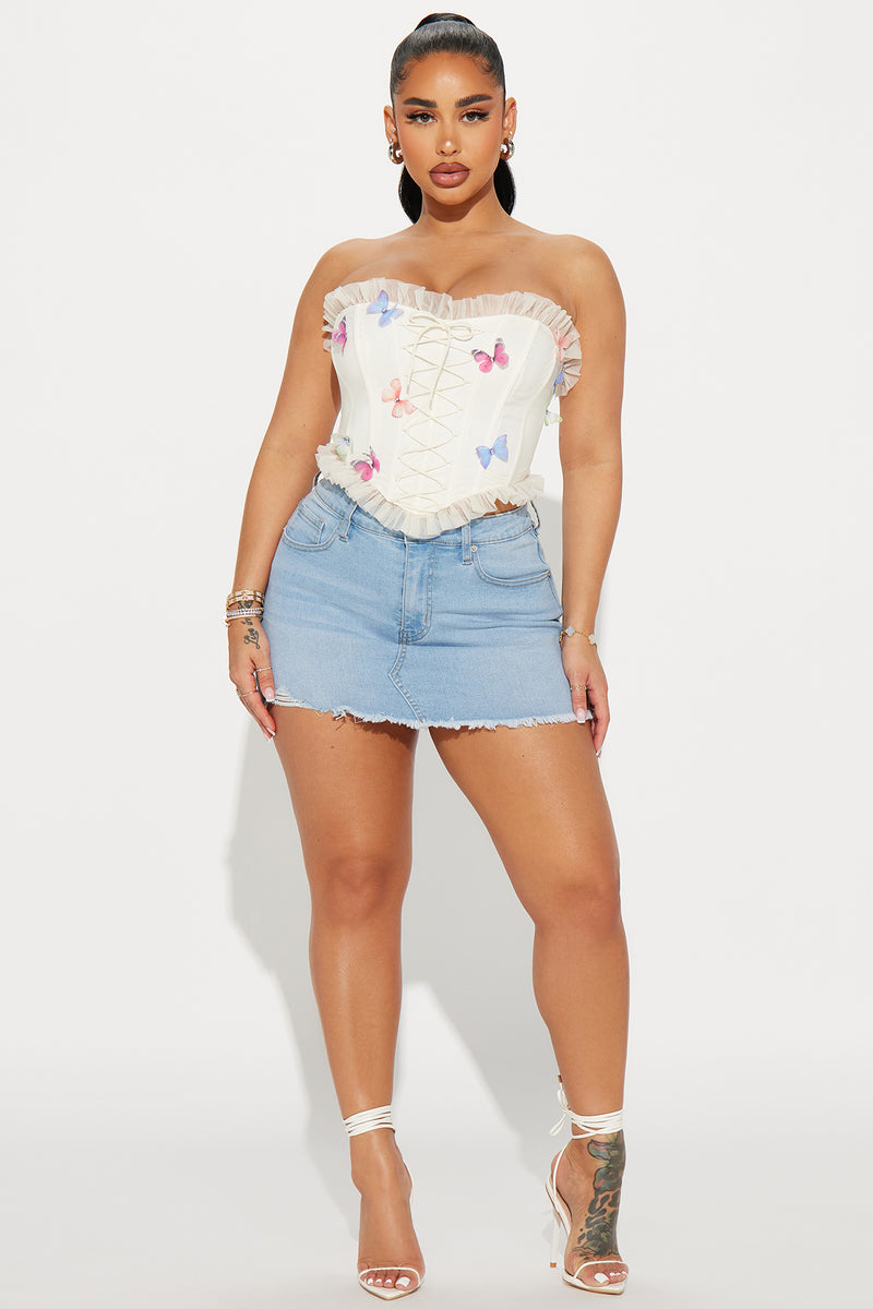 Mariposa Mesh Corset Top - Cream