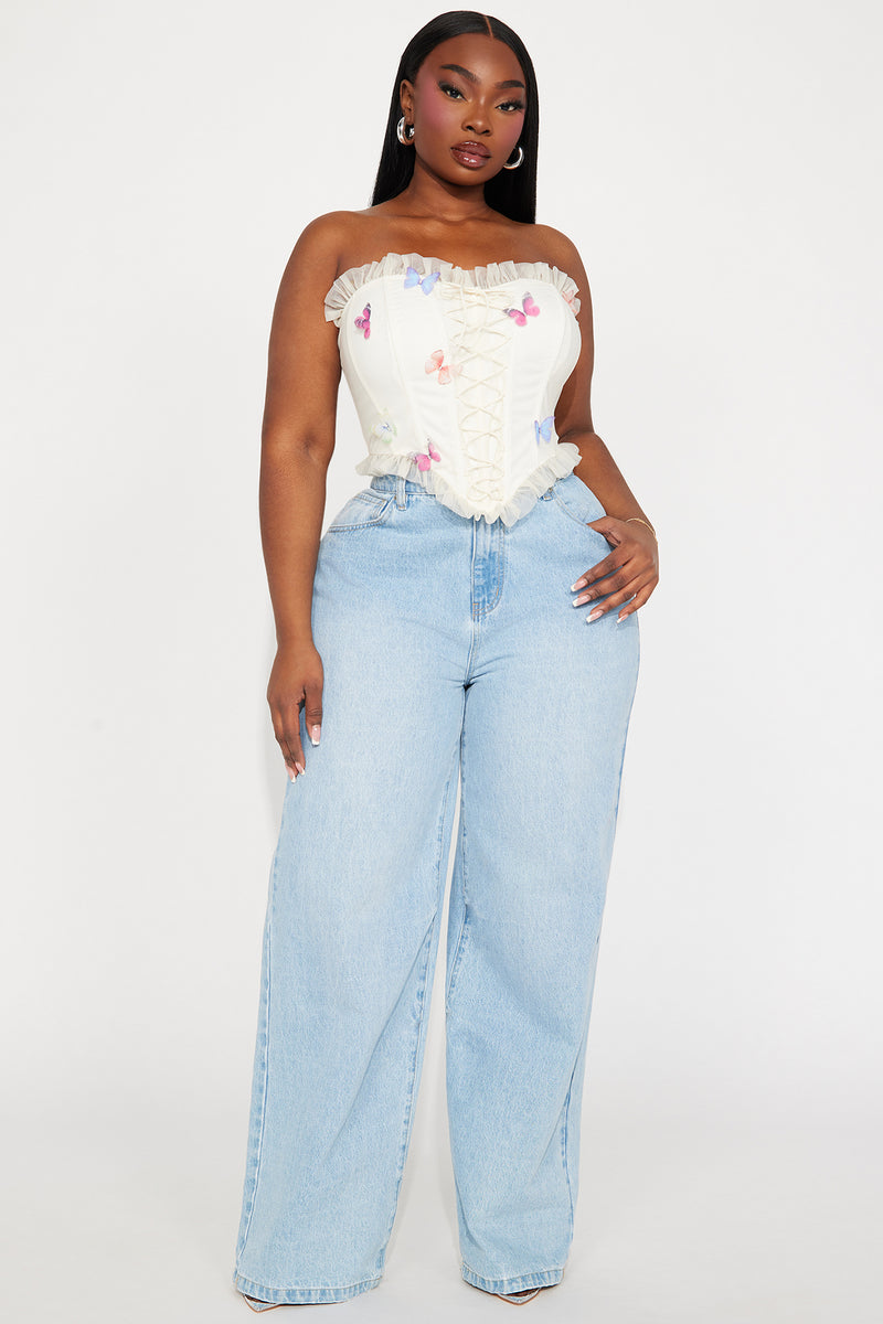 Mariposa Mesh Corset Top - Cream