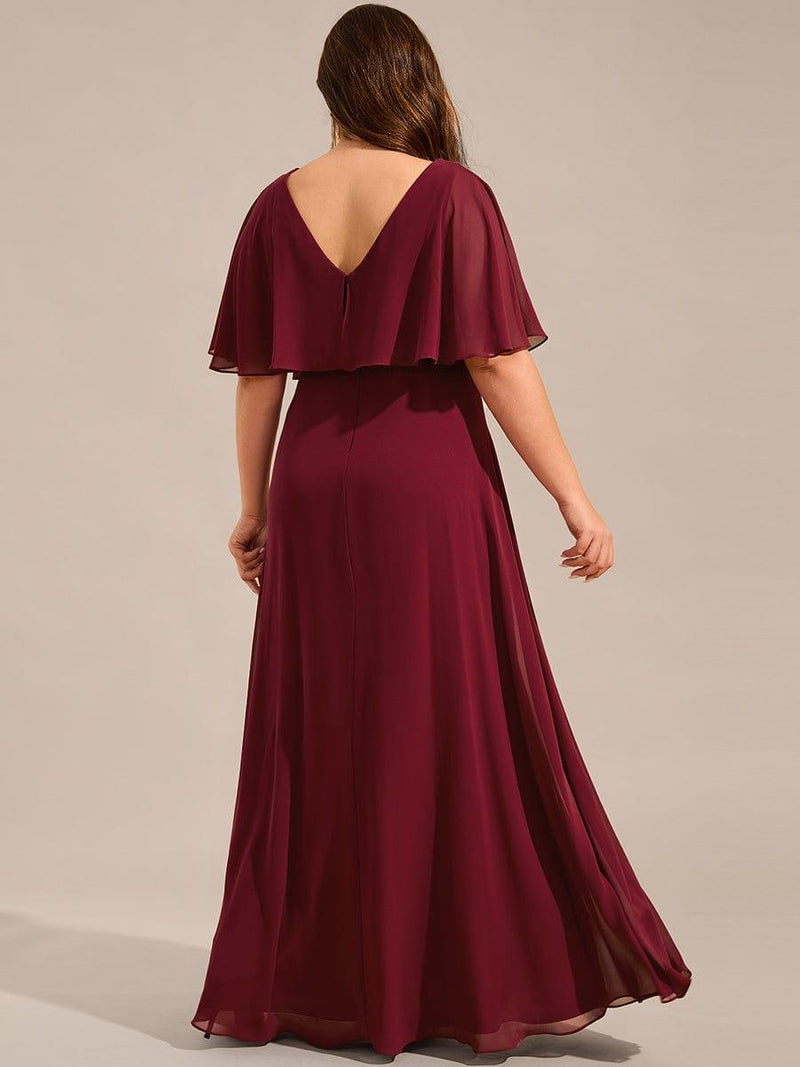 pretty MAXINE|Plus Size Chiffon Formal Maxi Dress with Batwing Sleeves