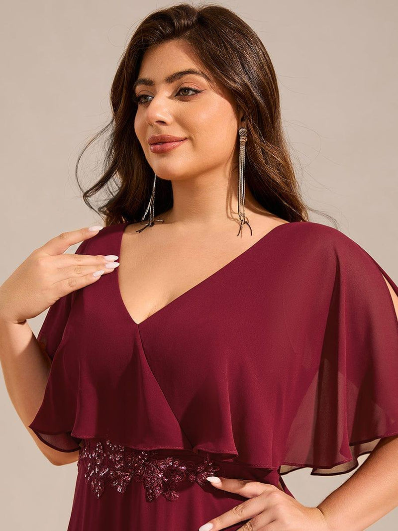 pretty MAXINE|Plus Size Chiffon Formal Maxi Dress with Batwing Sleeves