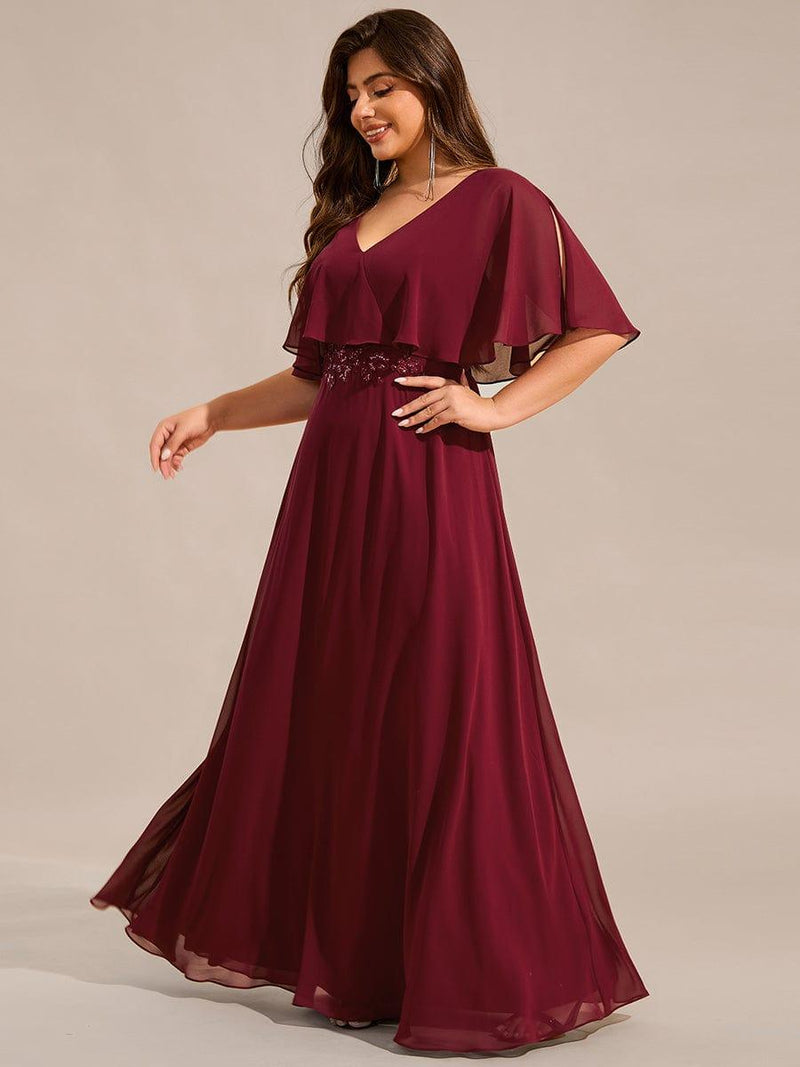 pretty MAXINE|Plus Size Chiffon Formal Maxi Dress with Batwing Sleeves