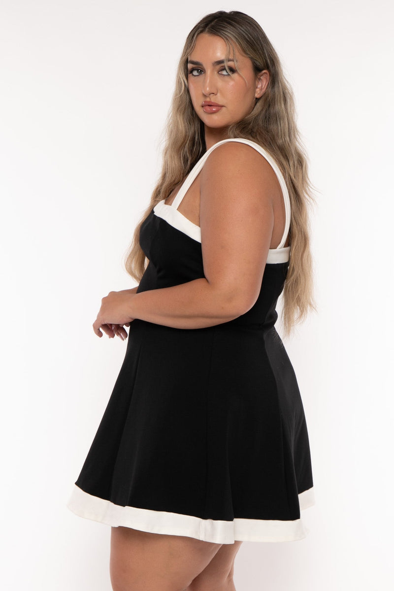 Plus Size Drina Colorblock Flare Dress -Black