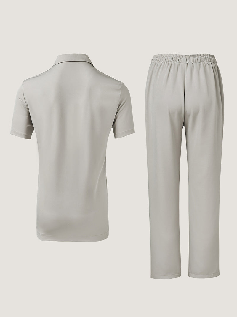 Plus Size Turndown Collar Zipper Men's Set