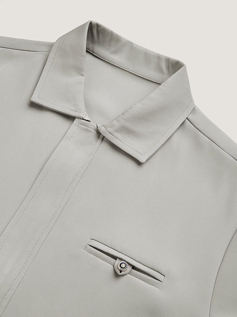 Plus Size Turndown Collar Zipper Men's Set