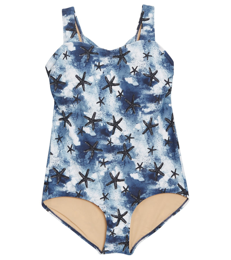 Sporti Plus Size Sanibel Island Moderate Printed Sweetheart One Piece Swimsuit