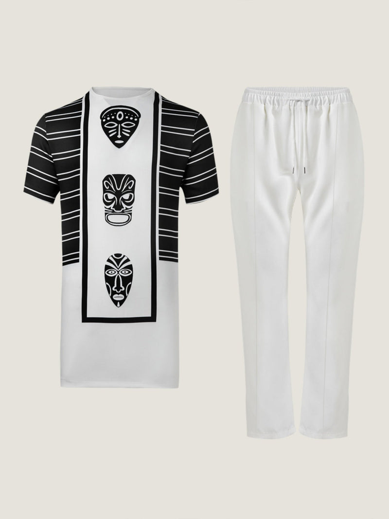 Plus Size Traditional Ethnic Print Men's Set