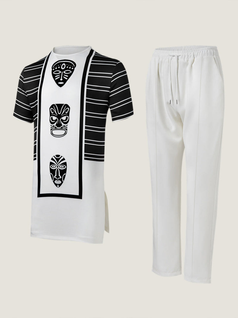 Plus Size Traditional Ethnic Print Men's Set