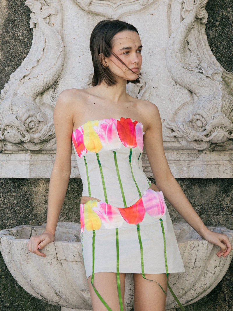 Tulip Bouquet Corset - Off-White
