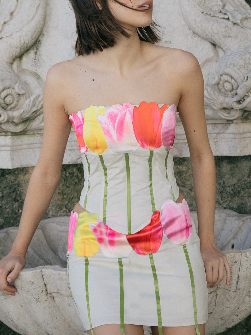 Tulip Bouquet Corset - Off-White