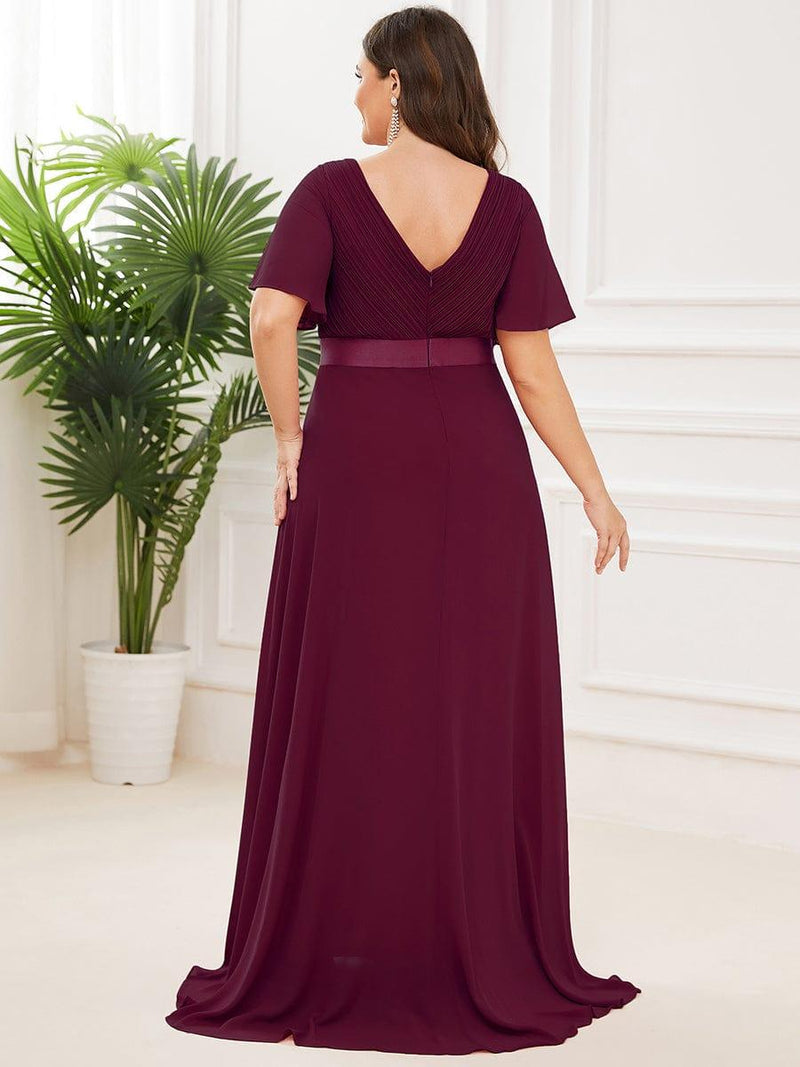 pretty SERENNE|Plus Size Simple Empire Waist Flutter Sleeve Evening Dress