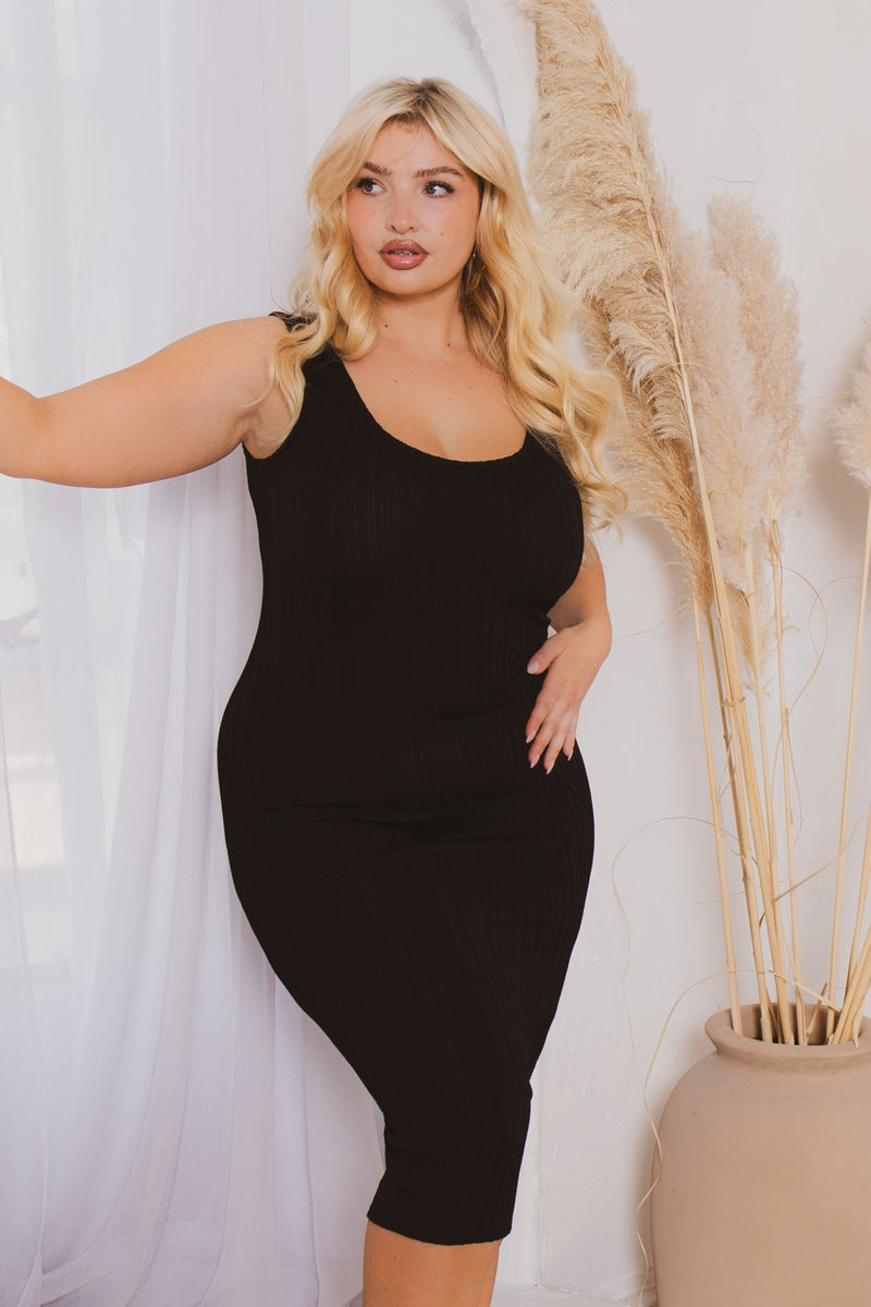Plus Size Krissy Tank Midi Dress - Black