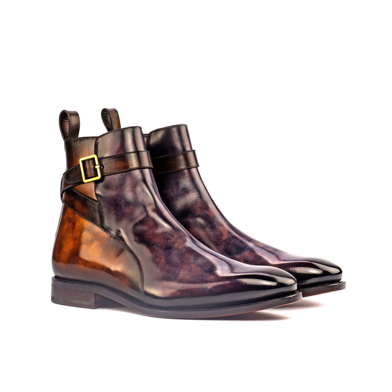 Men's Jodhpur Boots Patina Leather Goodyear Welt Wide Plus Size Violet Brown 4411
