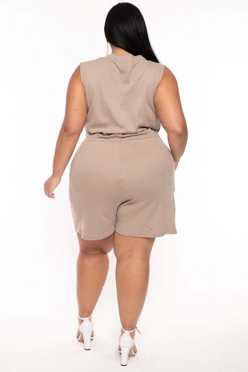 Plus Size Lennie Basic  Romper - Mocha