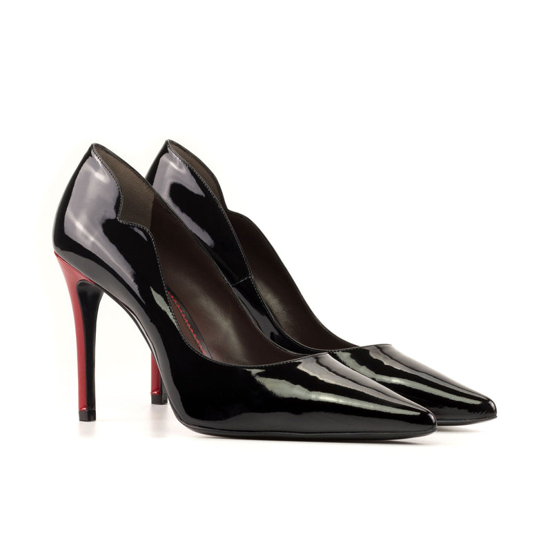 Women's Genoa Pointed Toe Leather Heels Wide Plus Size Passion Red Luxury Black 5451