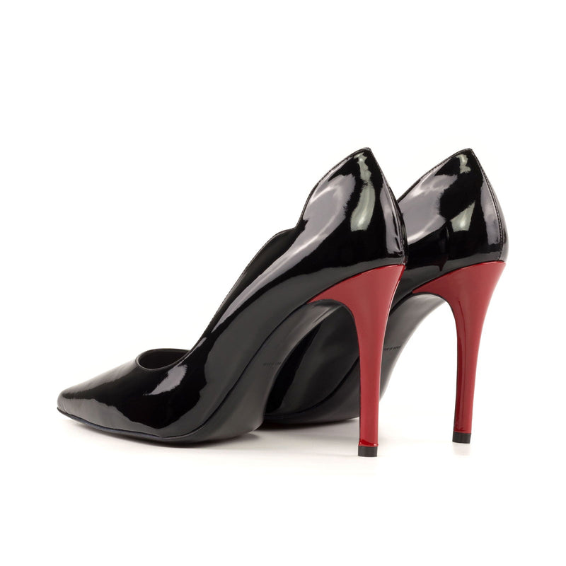 Women's Genoa Pointed Toe Leather Heels Wide Plus Size Passion Red Luxury Black 5451