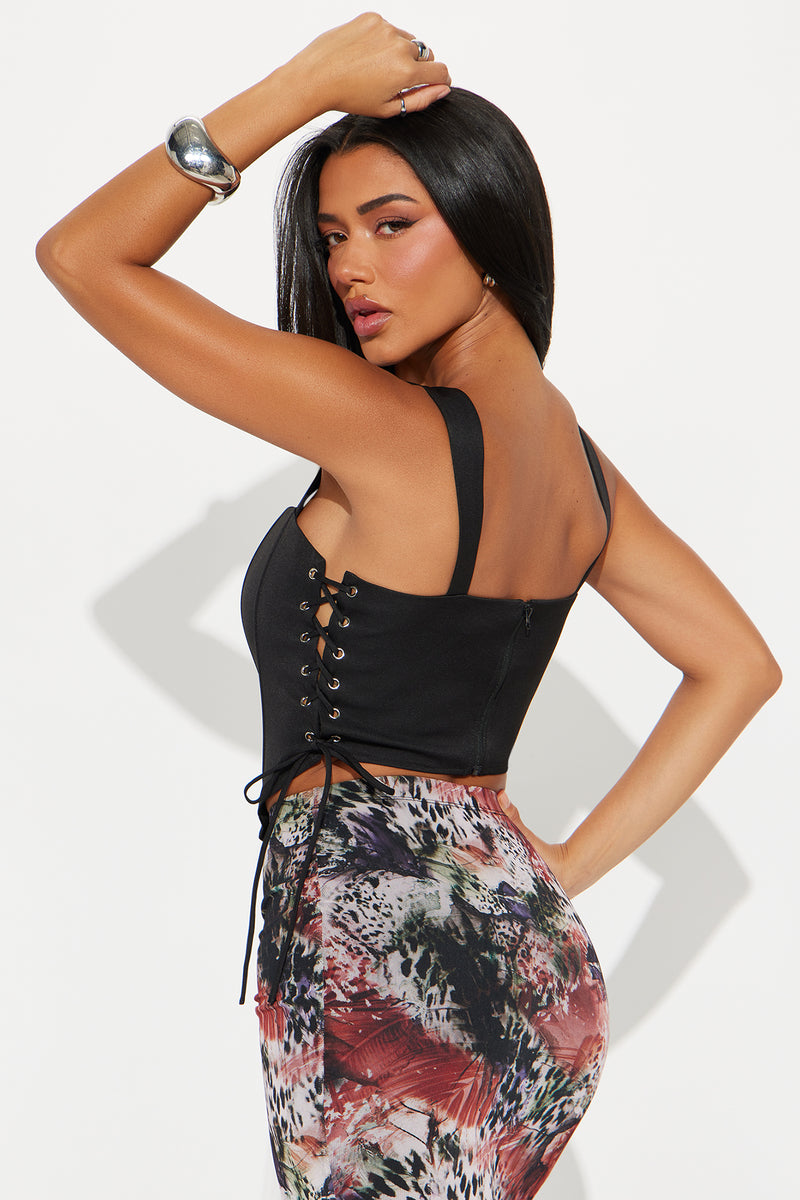 Less Is More Lace Up Corset Top - Black