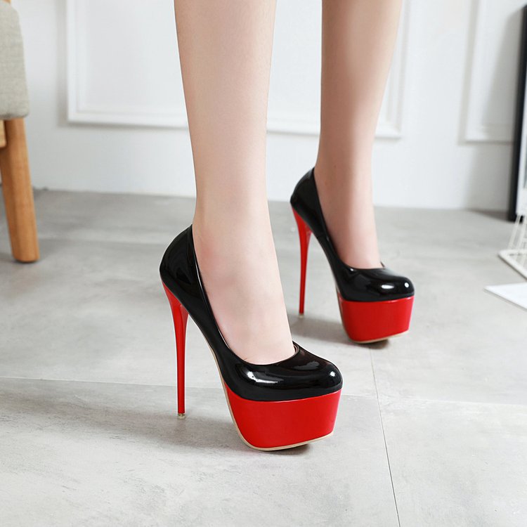 Plattform Absätze Hochzeitsschuhe Sexy Dünne High Heels 16cm Pumps Frauen Lackleder Schuhe Plus Size