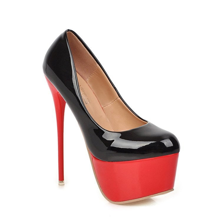 Plattform Absätze Hochzeitsschuhe Sexy Dünne High Heels 16cm Pumps Frauen Lackleder Schuhe Plus Size