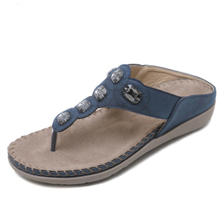 Women's Bohemian Rhinestone Flat Sandals Plus Size
