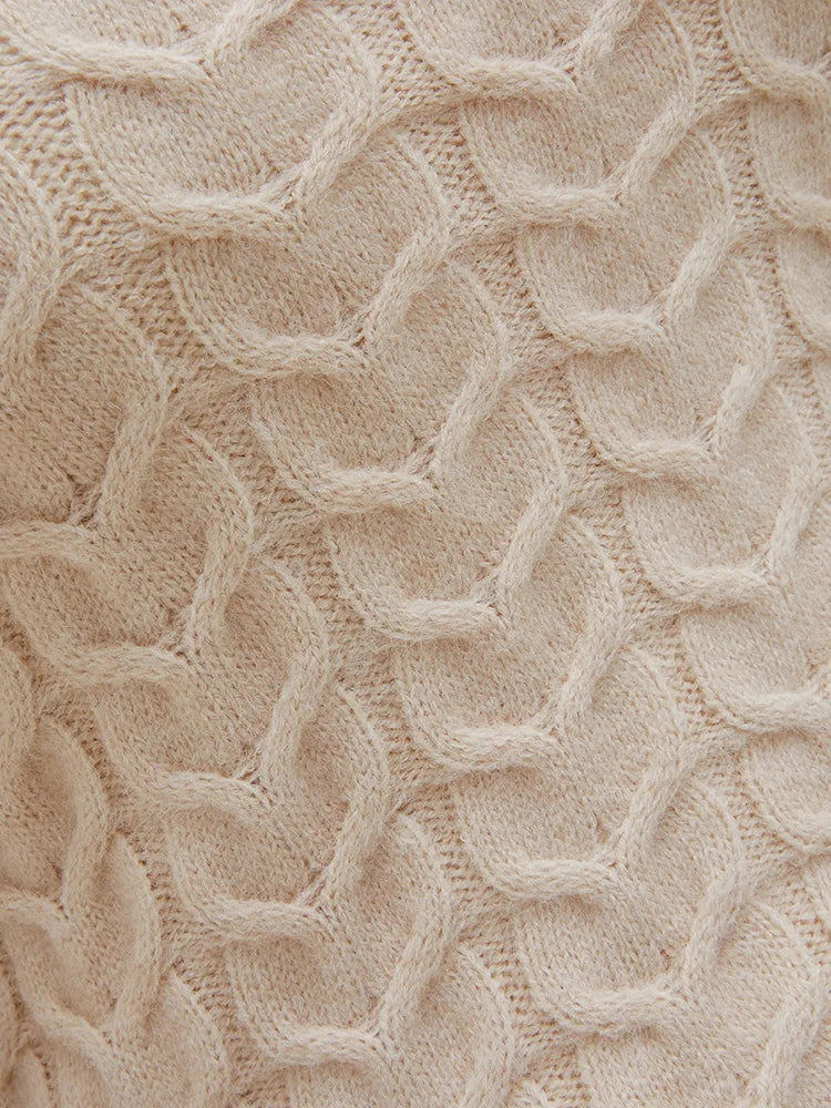 ONELINK Beige White Turtleneck Sexy Hollow Out Chest Plus Size Autumn Winter Woolen Pullover Women Sweater Oversize Clothing