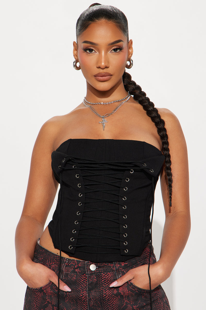 New Obsession Lace Up Corset - Black