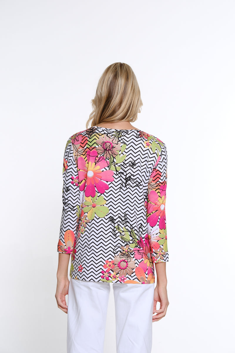 Embellished Print Knit Top - Petite - Multi