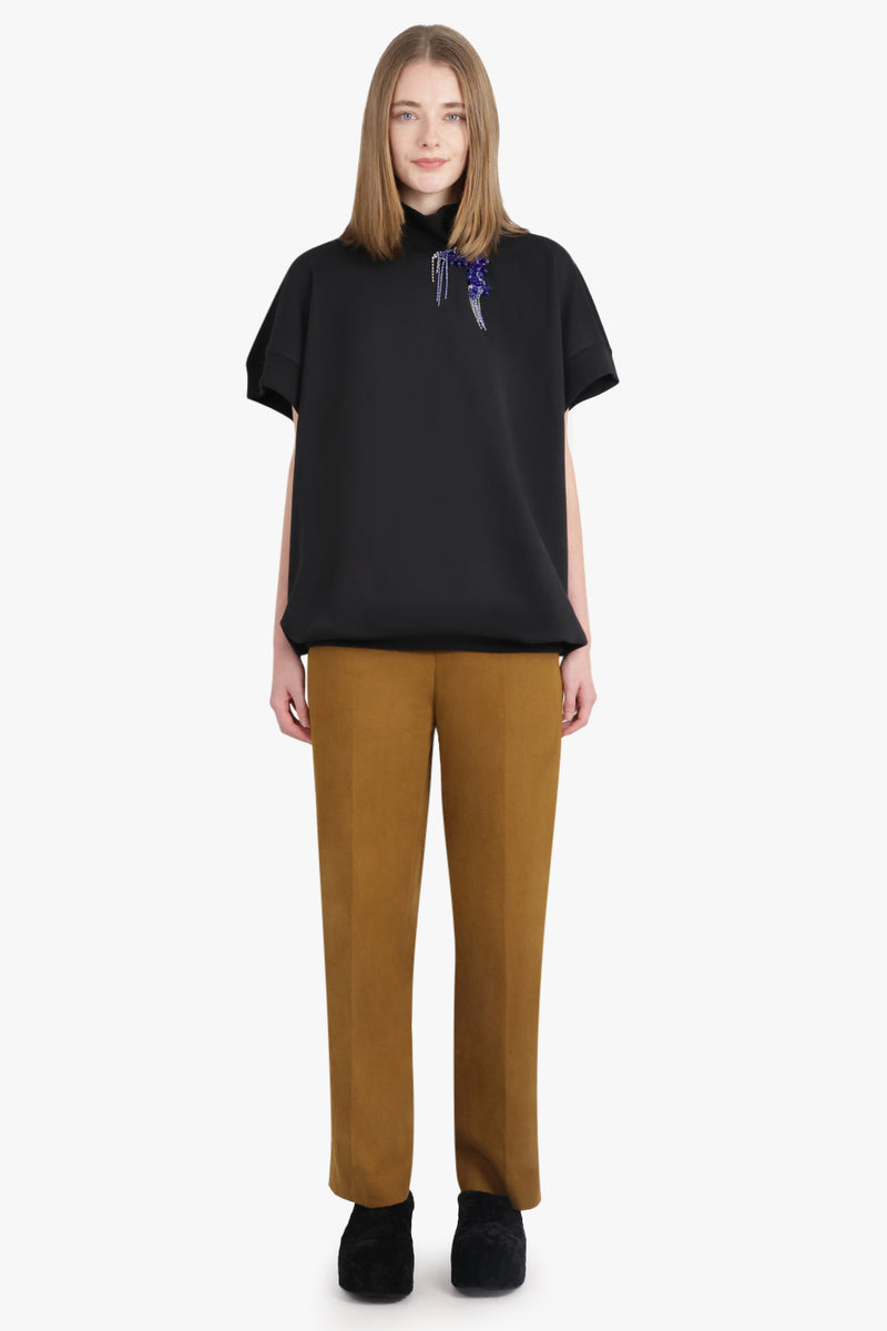 Halovara S/S Top With Embellished Detail | Black