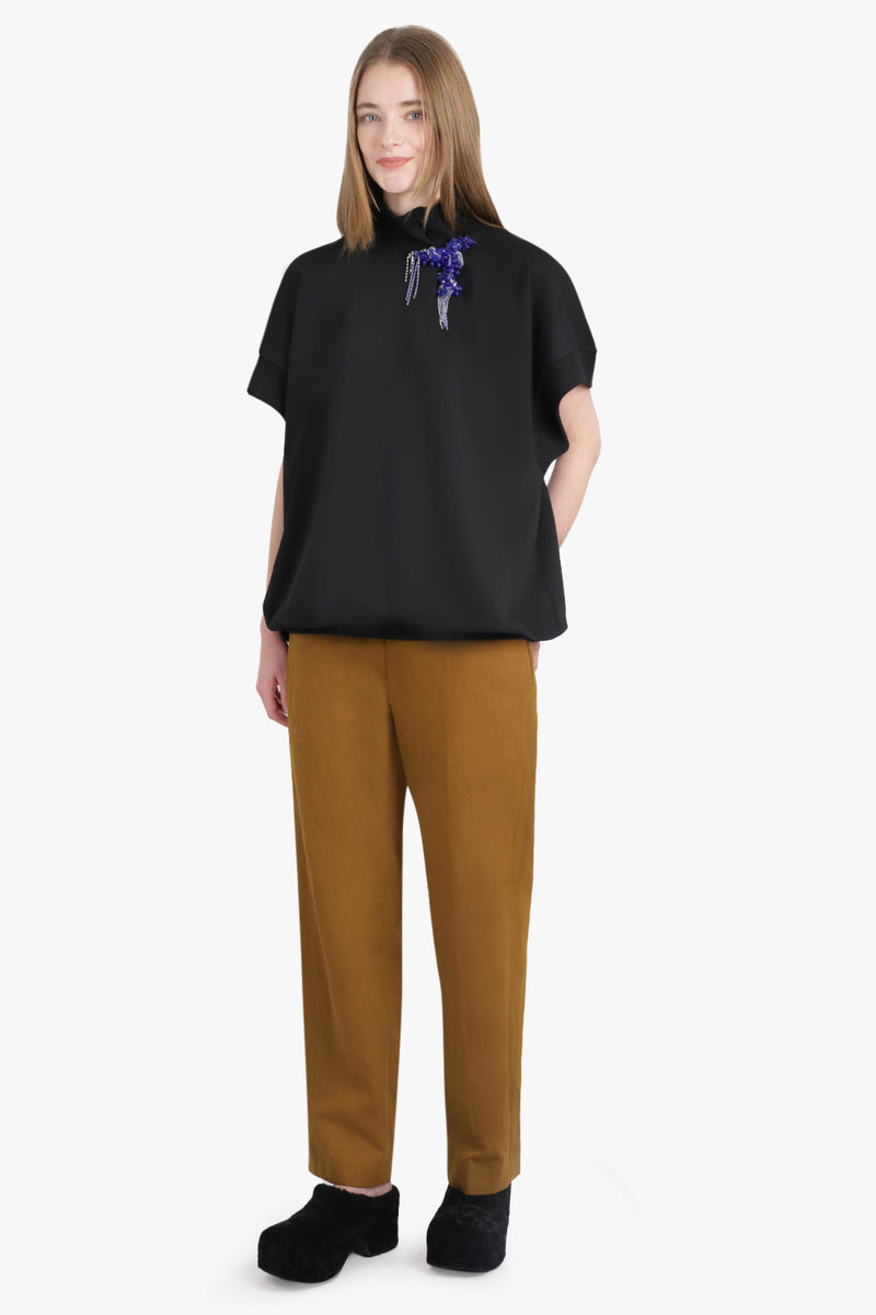 Halovara S/S Top With Embellished Detail | Black