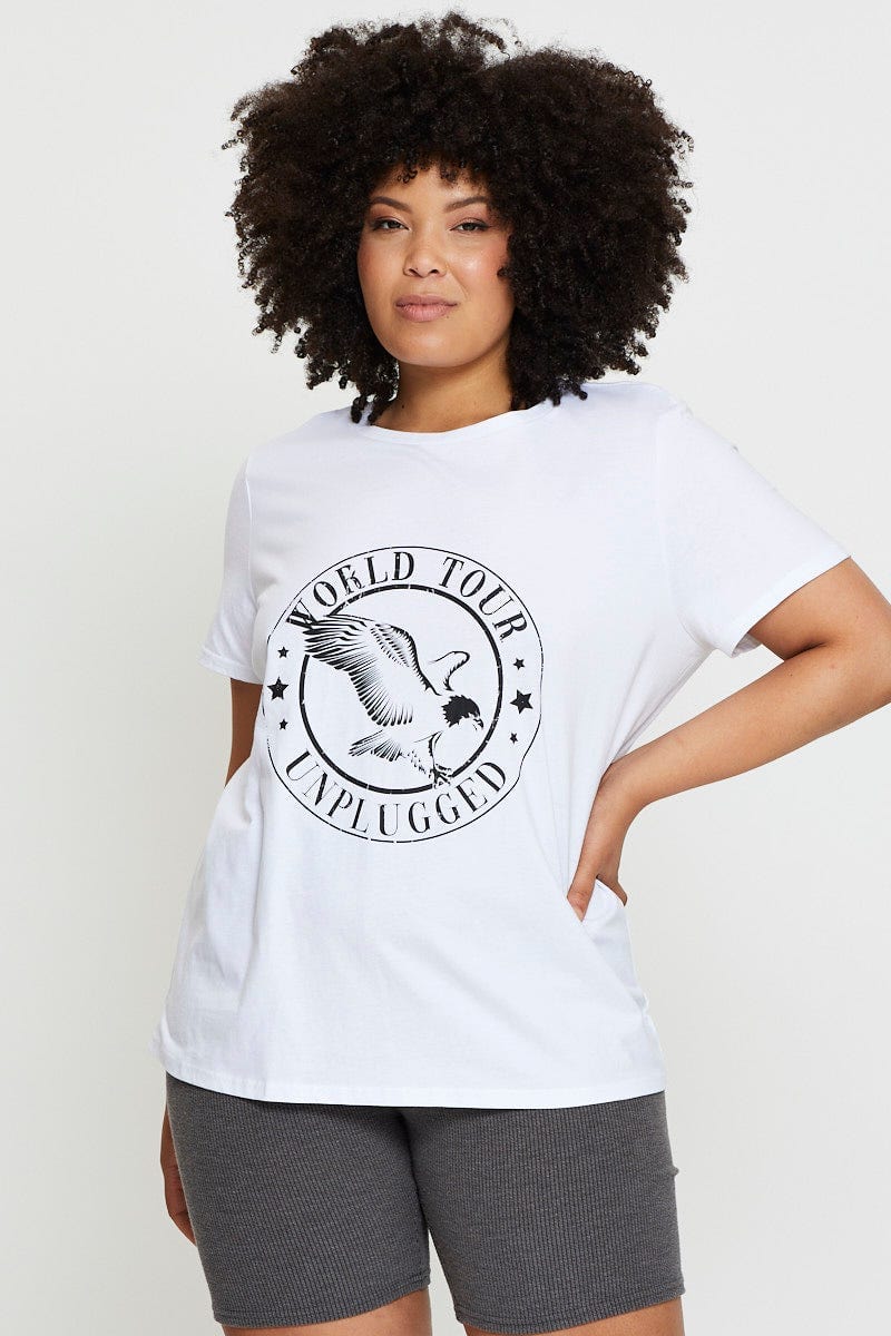 White Graphic T-shirt World Tour Crew Neck Short Sleeve