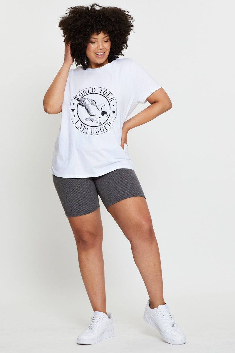 White Graphic T-shirt World Tour Crew Neck Short Sleeve