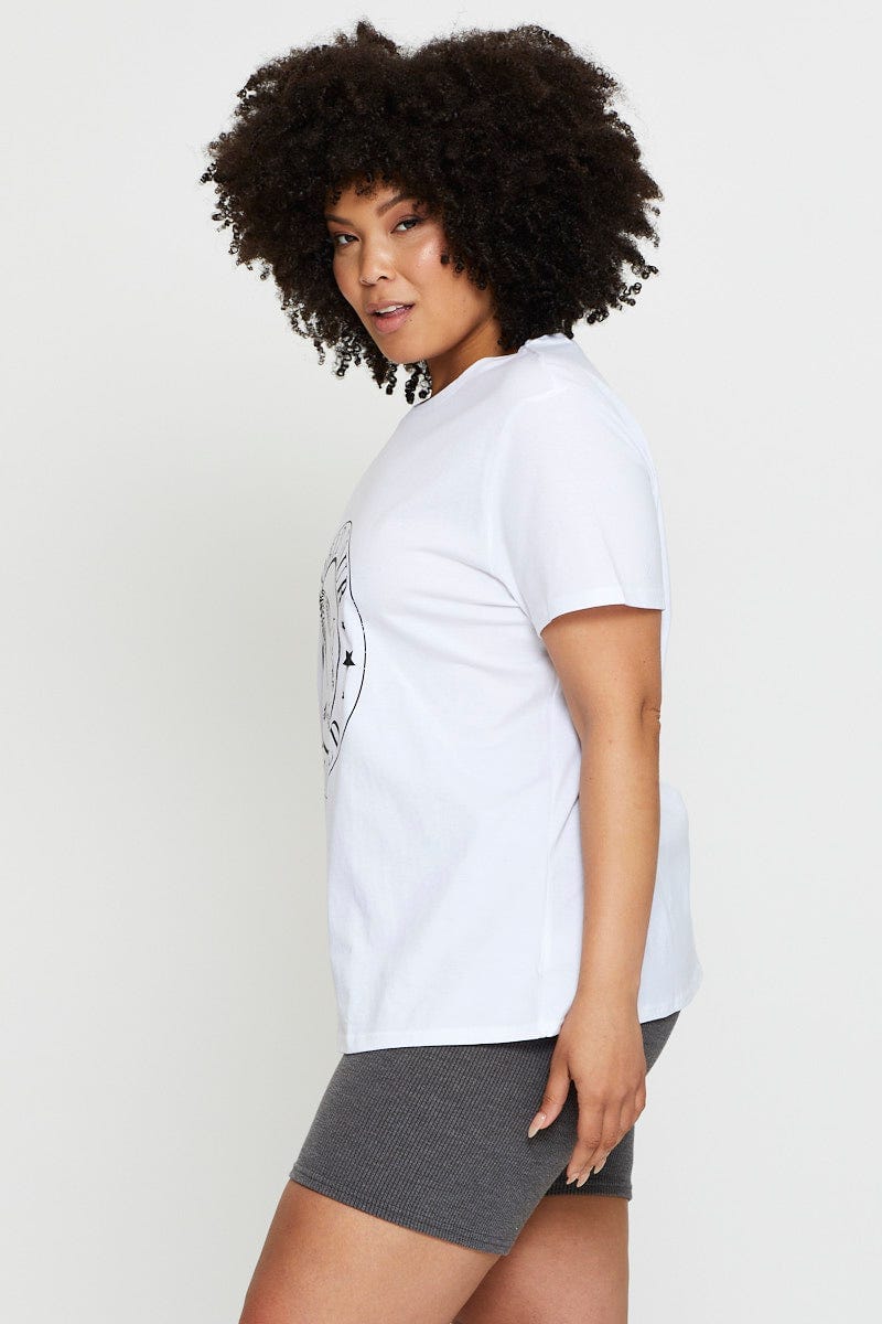 White Graphic T-shirt World Tour Crew Neck Short Sleeve