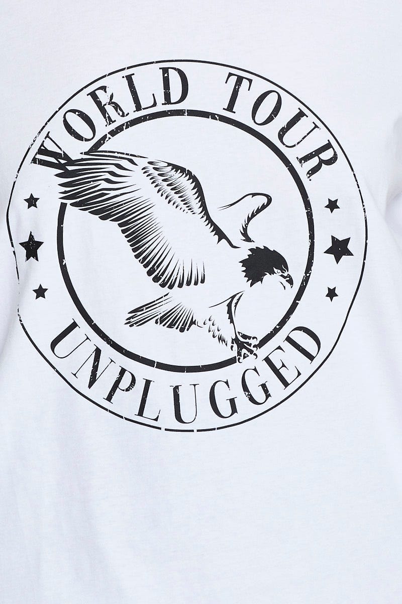 White Graphic T-shirt World Tour Crew Neck Short Sleeve